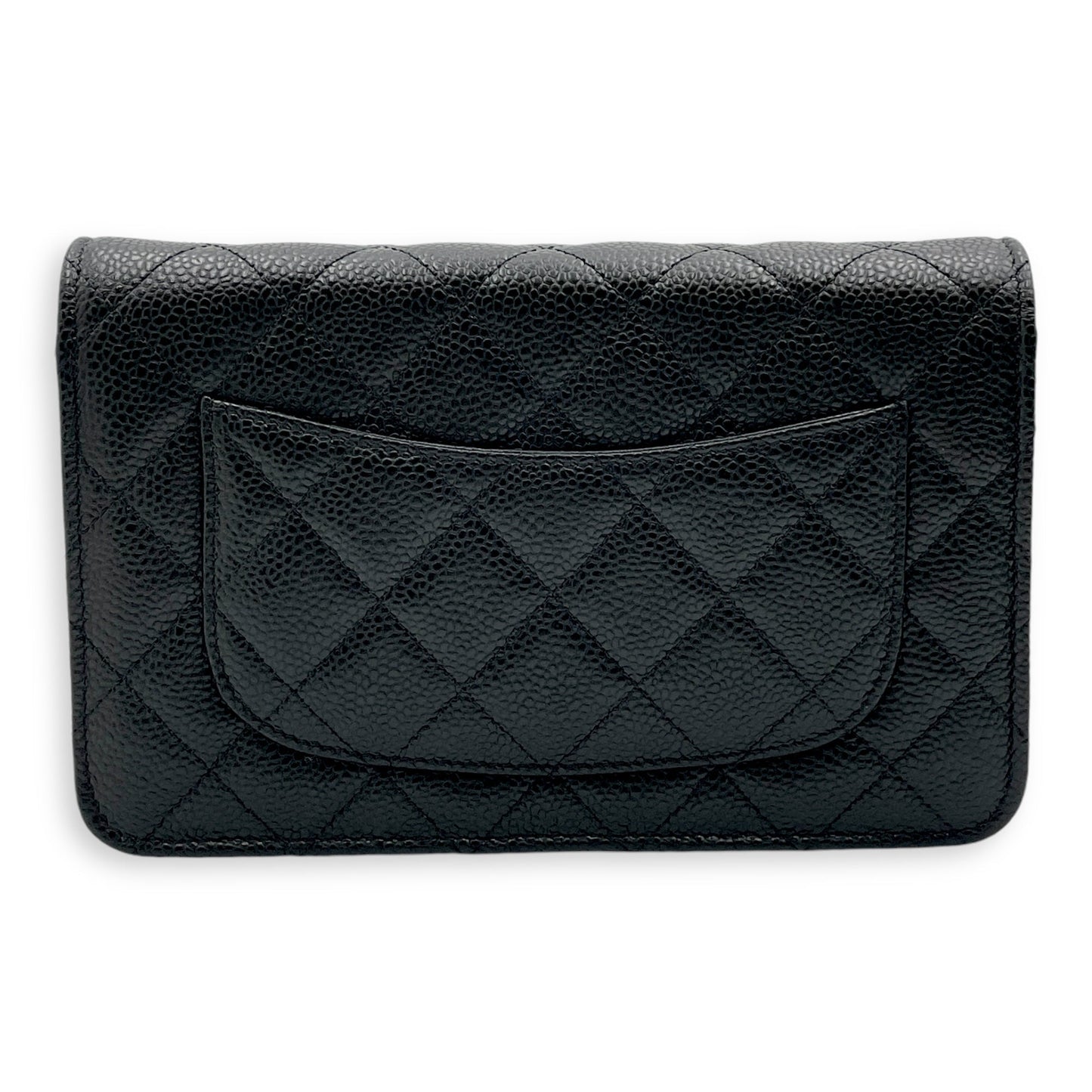 Classic Wallet on Chain Black Crossbody Bag in Caviar leather, Silver hardware