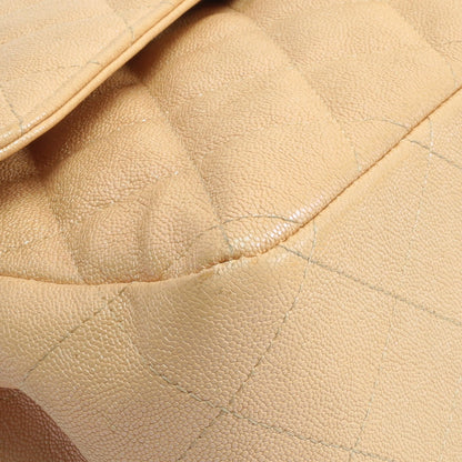CHANEL Jumbo Quilted Double Flap Caviar Beige Iridescent