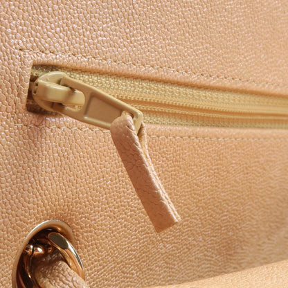 CHANEL Jumbo Quilted Double Flap Caviar Beige Iridescent
