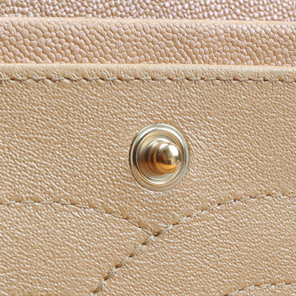 CHANEL Jumbo Quilted Double Flap Caviar Beige Iridescent