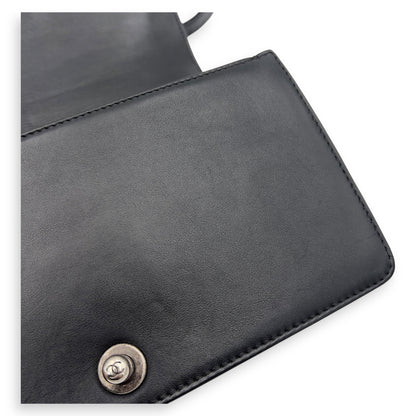 Boy Old Medium Black Shoulder Bag in Lambskin, Ruthenium hardware