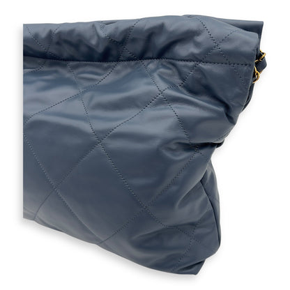 22 Small Blue Shoulder Bag in Lambskin, Gold hardware