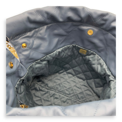 22 Small Blue Shoulder Bag in Lambskin, Gold hardware