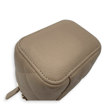 CC Vanity Bag Beige in Caviar Leather, Gold hardware