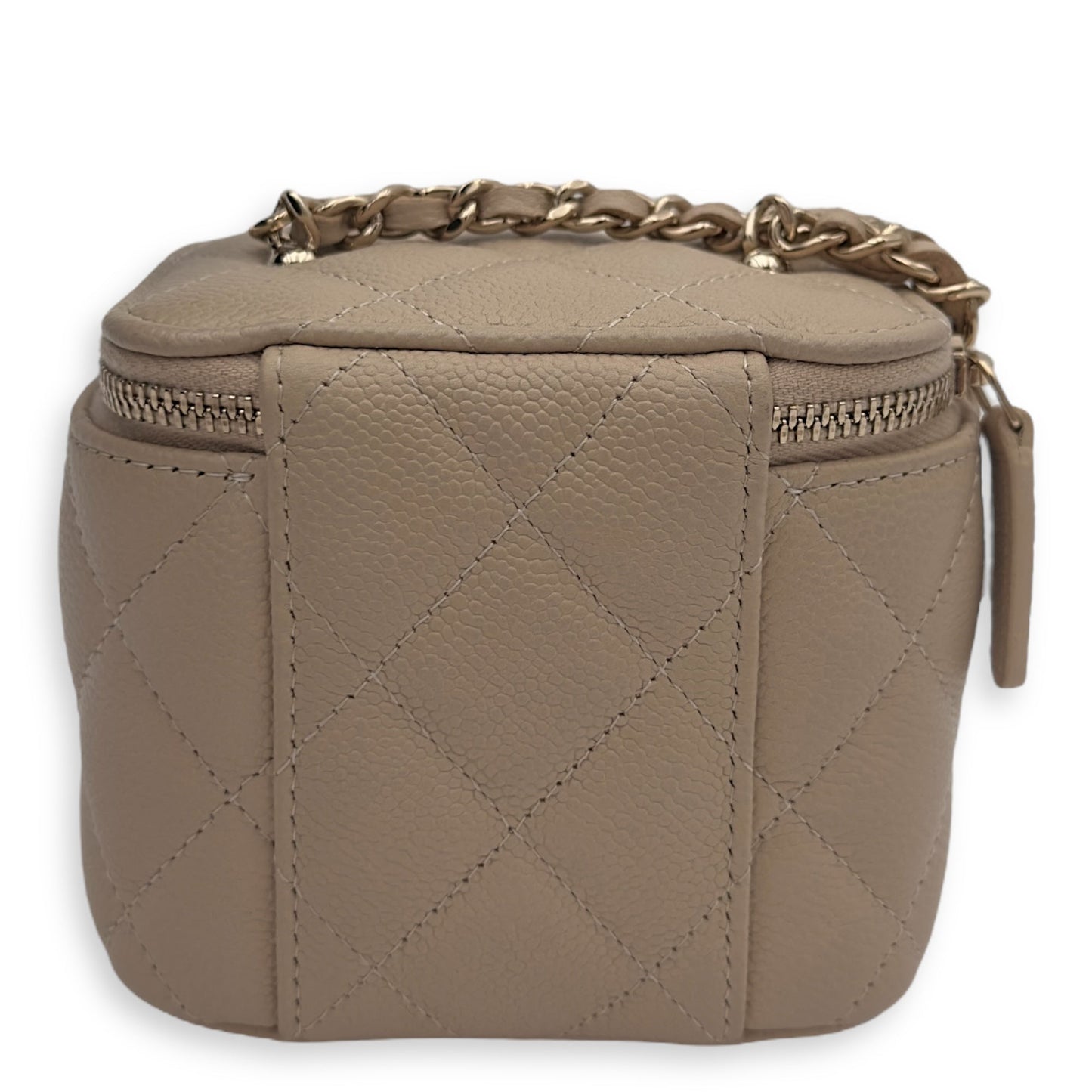 CC Vanity Bag Beige in Caviar Leather, Gold hardware