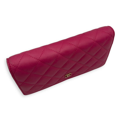 CC Wallet On Chain Pink in Lambskin, Gold hardware