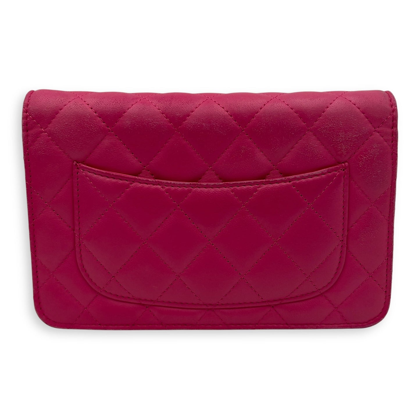 CC Wallet On Chain Pink in Lambskin, Gold hardware