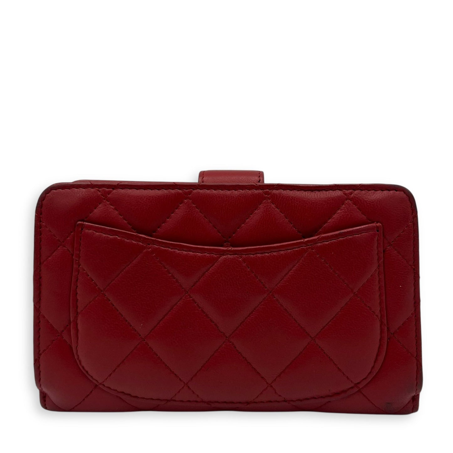 Classic Wallet Red in Lambskin, Silver hardware