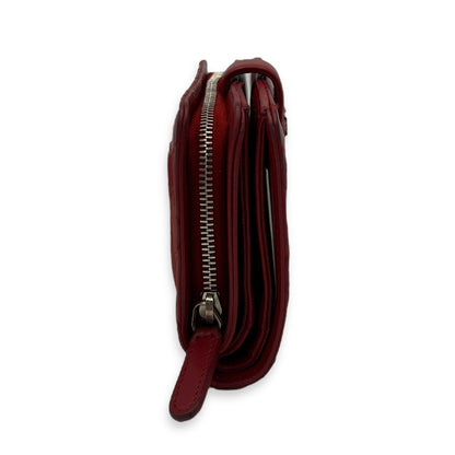 Classic Wallet Red in Lambskin, Silver hardware