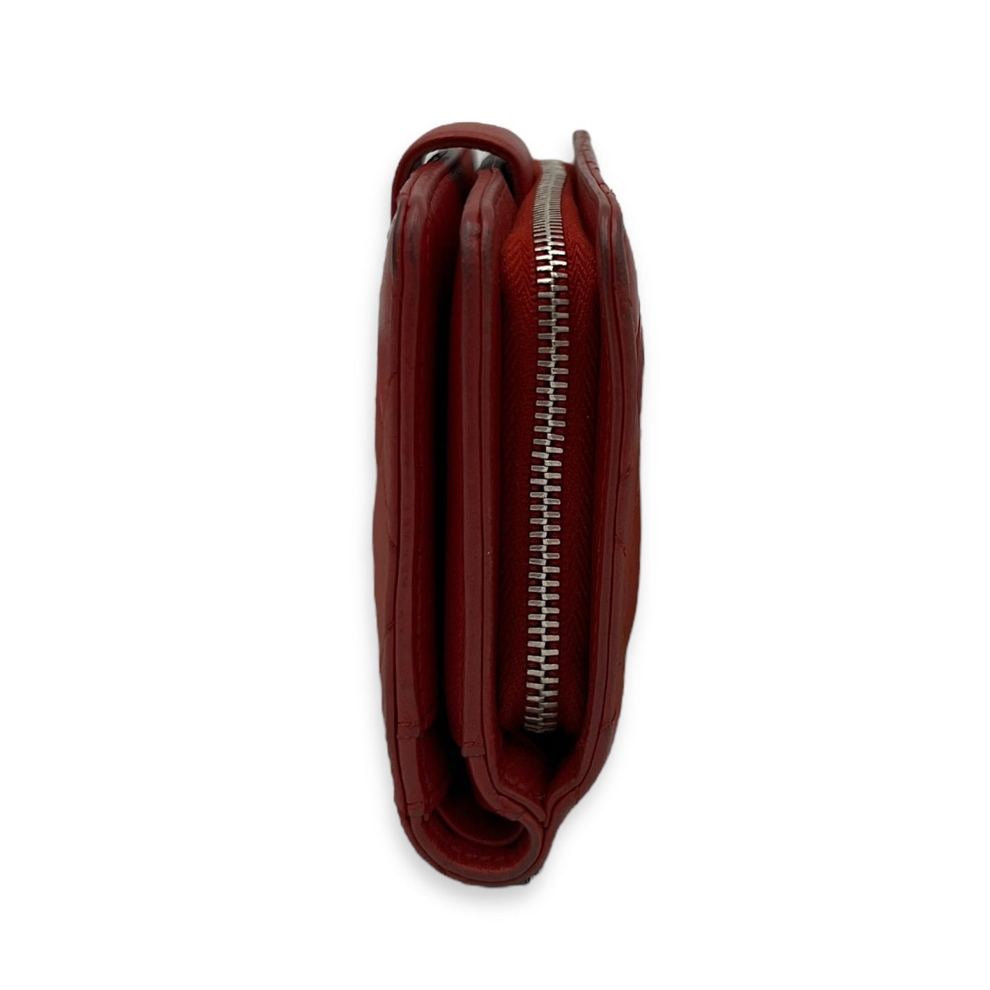 Classic Wallet Red in Lambskin, Silver hardware
