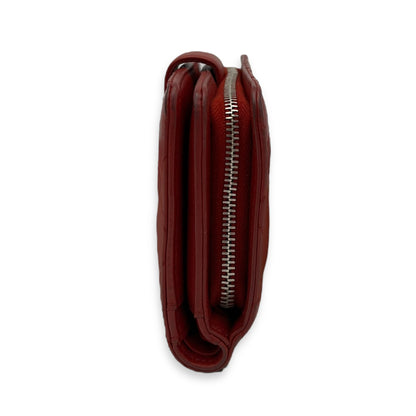 Classic Wallet Red in Lambskin, Silver hardware