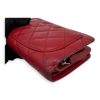 Classic Wallet Red in Lambskin, Silver hardware