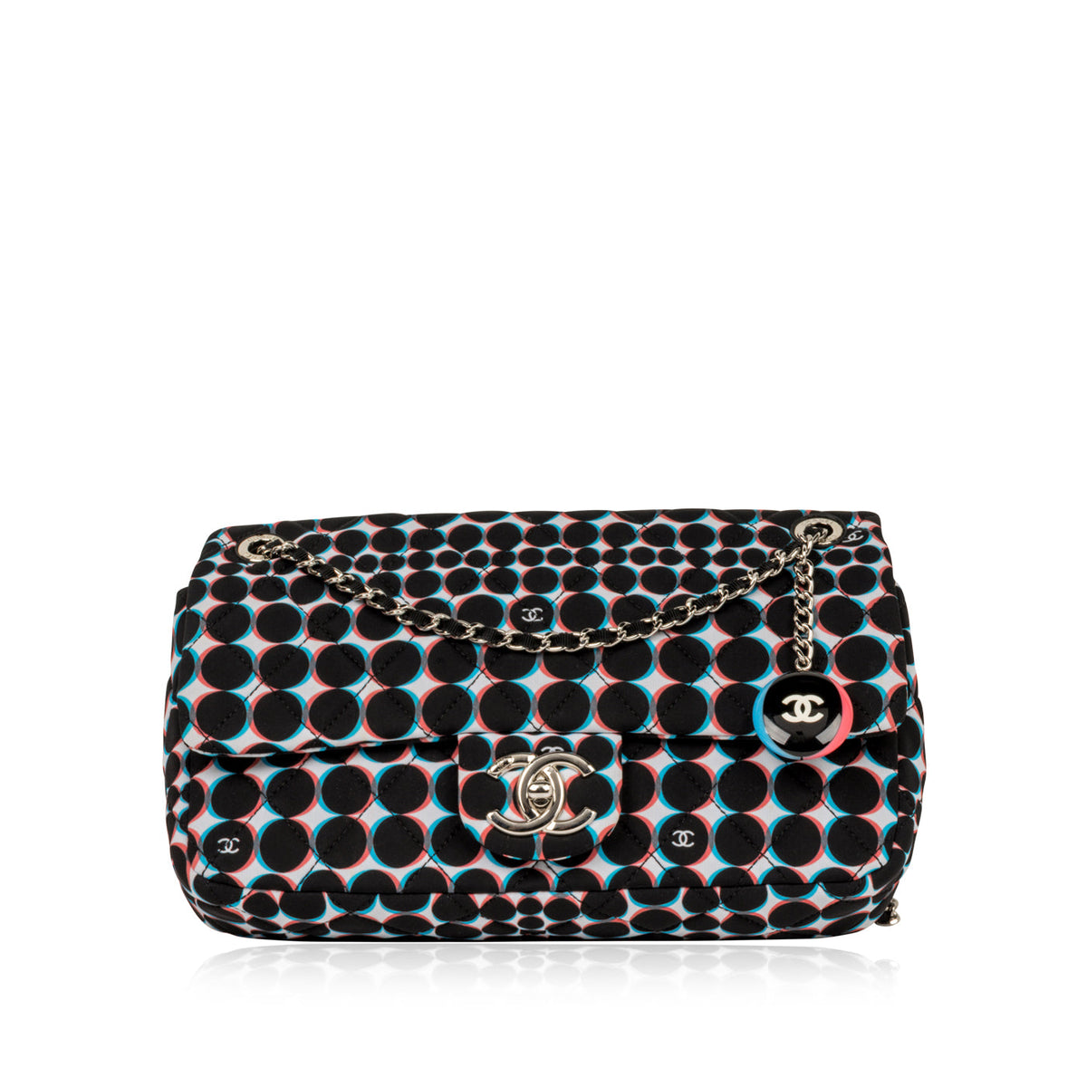 Polka-Dot Nylon Flap Bag