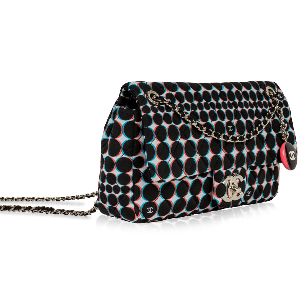 Polka-Dot Nylon Flap Bag