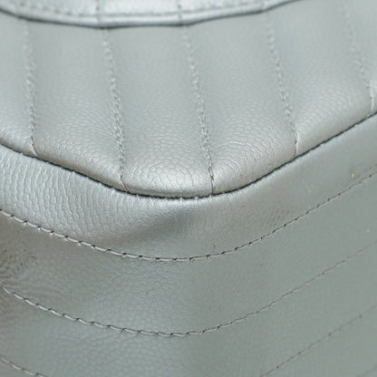 Chanel Grey CC Classic Chevron Double Flap Jumbo Bag