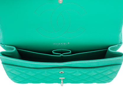 Chanel Green Classic Double Flap Jumbo Bag