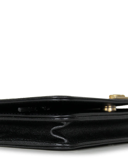 Chanel 2023 Black Caviar Boy Wallet on Chain WOC Crossbody Bag