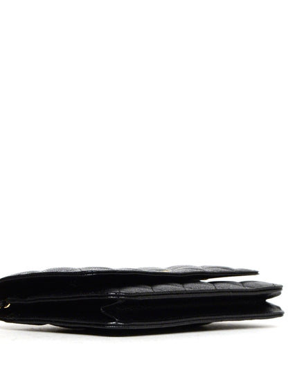 Chanel Black Caviar Leather Quilted Wallet On Chain WOC Crossbody Bag