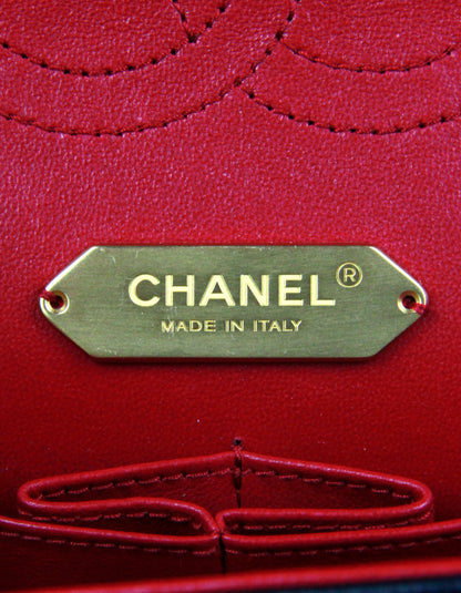 Chanel Black Lambskin Leather Classic Cage Woven Chain Flap Bag