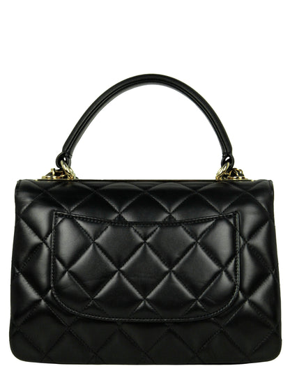 Chanel 2022 Black Lambskin Quilted Small Trendy CC Dual Handle Flap Bag