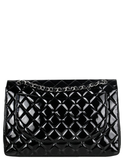Chanel Black Patent Leather Single Flap Maxi Bag