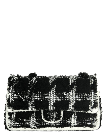 Chanel 2020 Black/White Tweed Medium Classic Double Flap Bag
