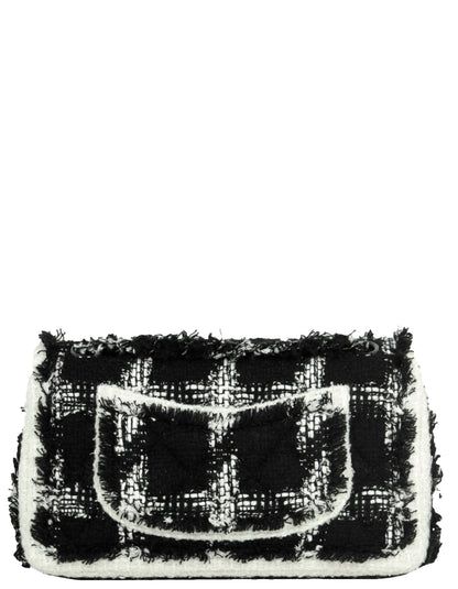 Chanel 2020 Black/White Tweed Medium Classic Double Flap Bag
