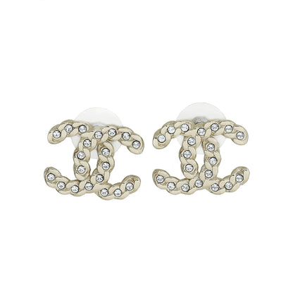 Chanel Light Gold CC Crystal Chain Earrings
