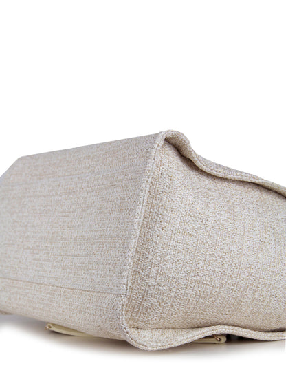 Chanel Ivory/ Gold Large Deauville Shopping Tote Bag