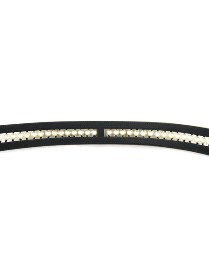 Chanel NWT Gold Leather & Grosgrain Pearl Belt sz 90