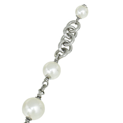 Chanel Silver CC Crystal Pearl Necklace