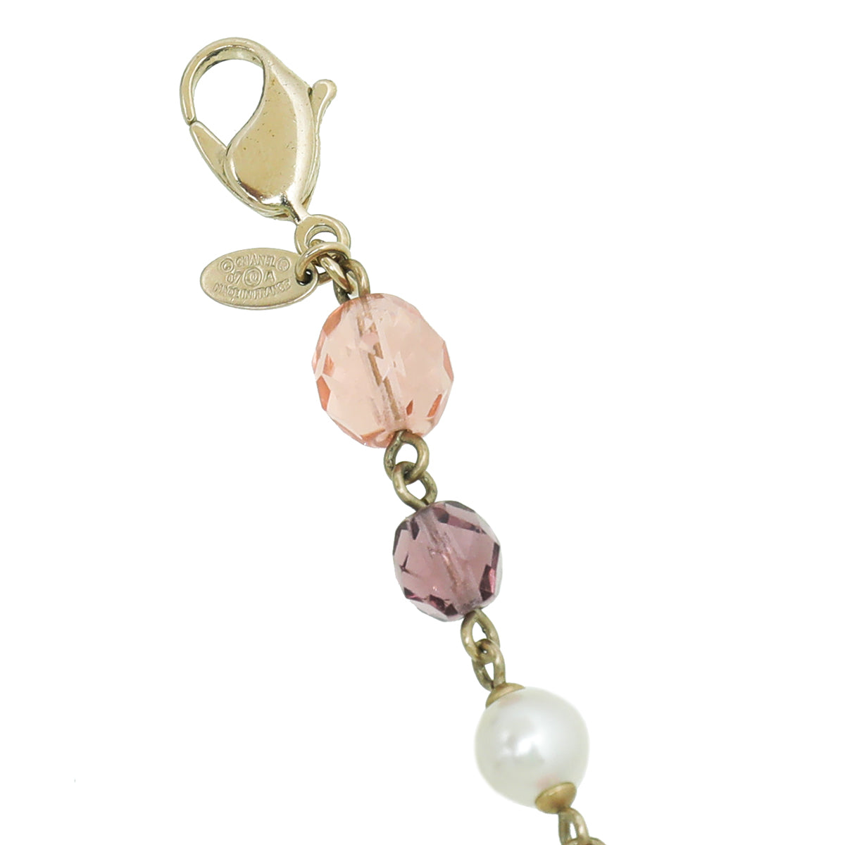 Chanel Tricolor CC Pearl Crystal Square Glass Necklace