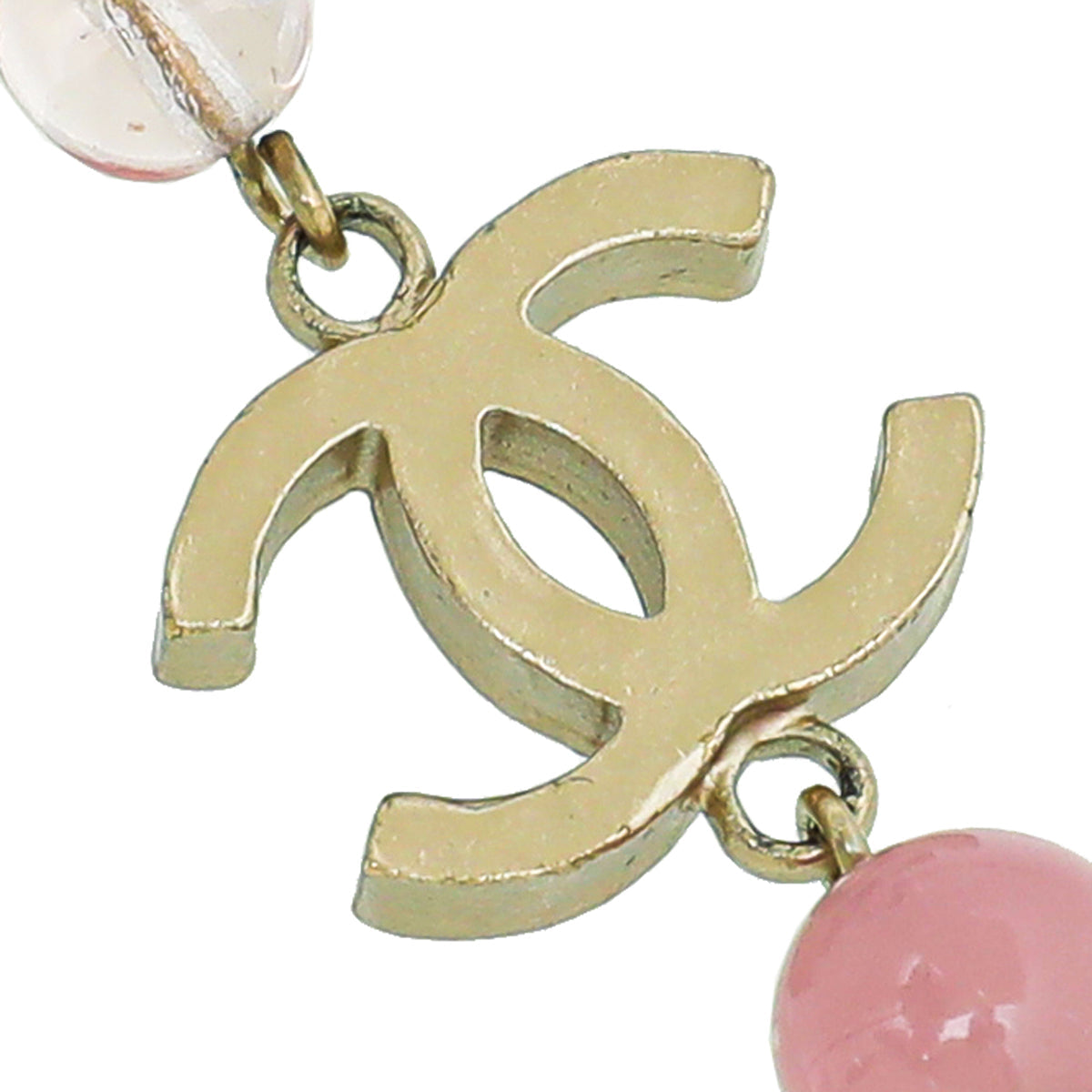 Chanel Tricolor CC Pearl Crystal Square Glass Necklace