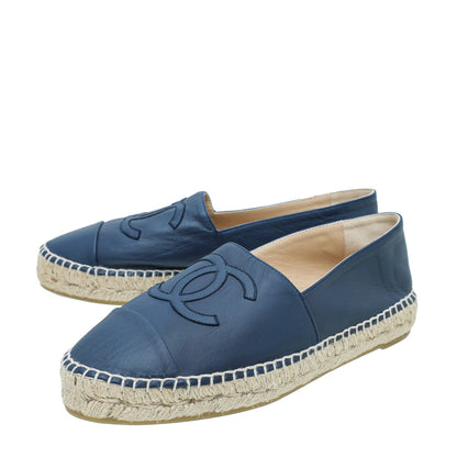 Chanel Navy Blue CC Cap Toe Espadrille 39