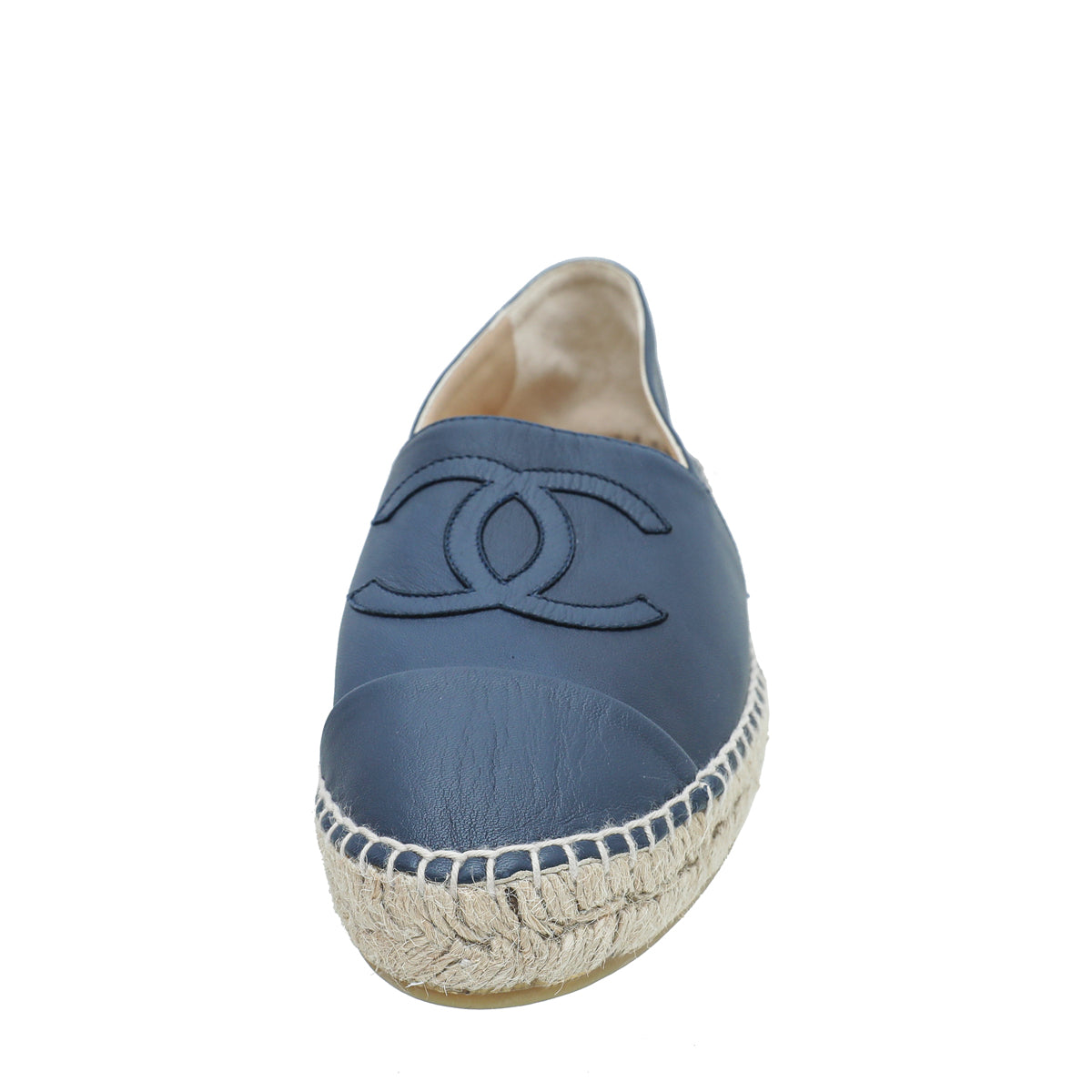 Chanel Navy Blue CC Cap Toe Espadrille 39
