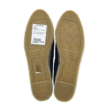 Chanel Navy Blue CC Cap Toe Espadrille 39