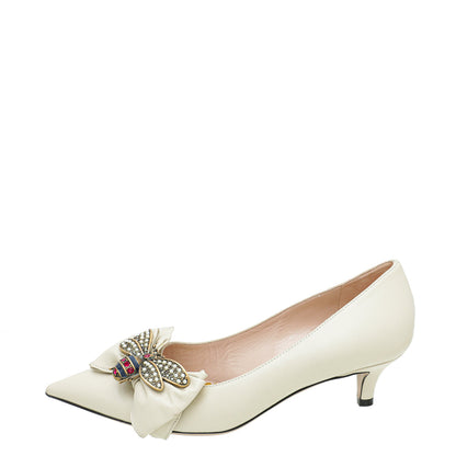 Gucci Cream Nappa Queen Margaret Pump 36.5