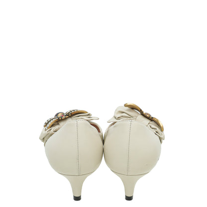 Gucci Cream Nappa Queen Margaret Pump 36.5