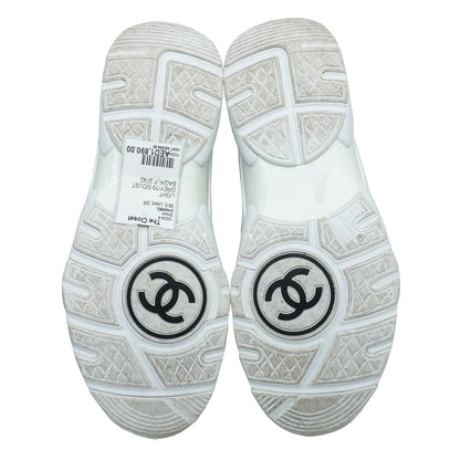 Chanel Light Grey CC Suede Ankle Sneaker 39.5