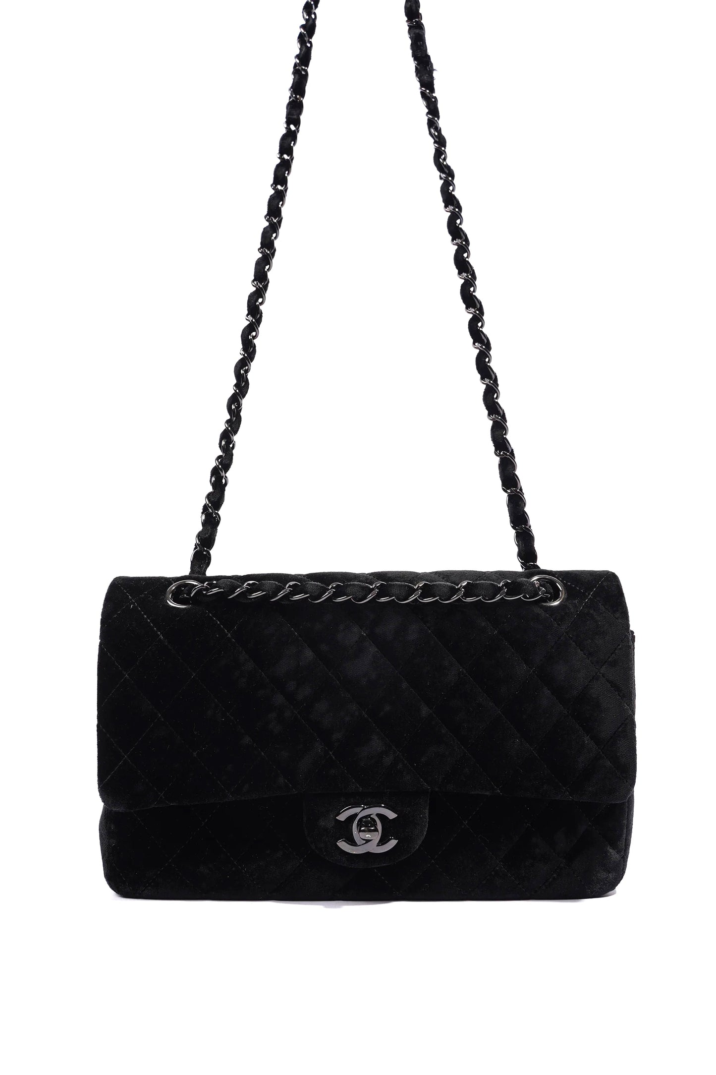 Medium Double Flap Black Velvet
