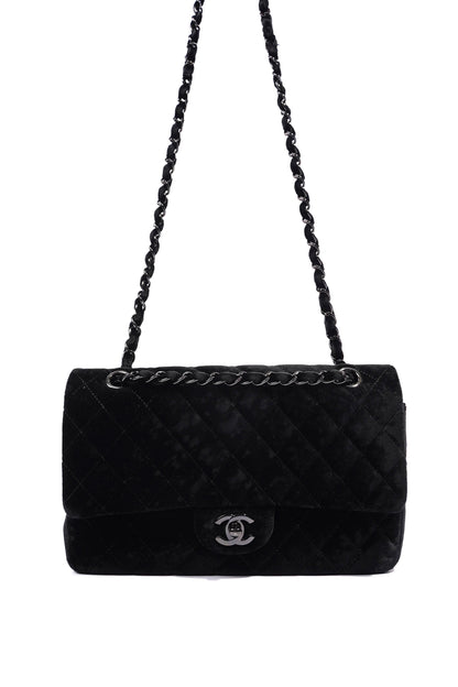 Medium Double Flap Black Velvet