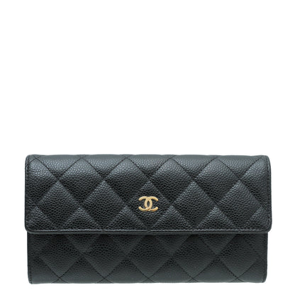 Chanel Black L-Gusset Flap Wallet