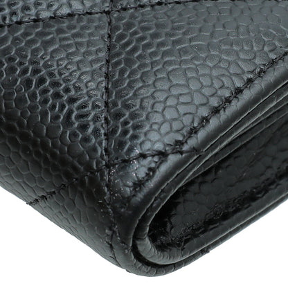 Chanel Black L-Gusset Flap Wallet