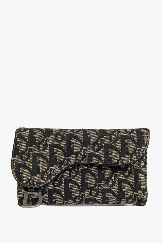 Christian Dior Saddle Noir Logo-Monogram Canvas Wallet