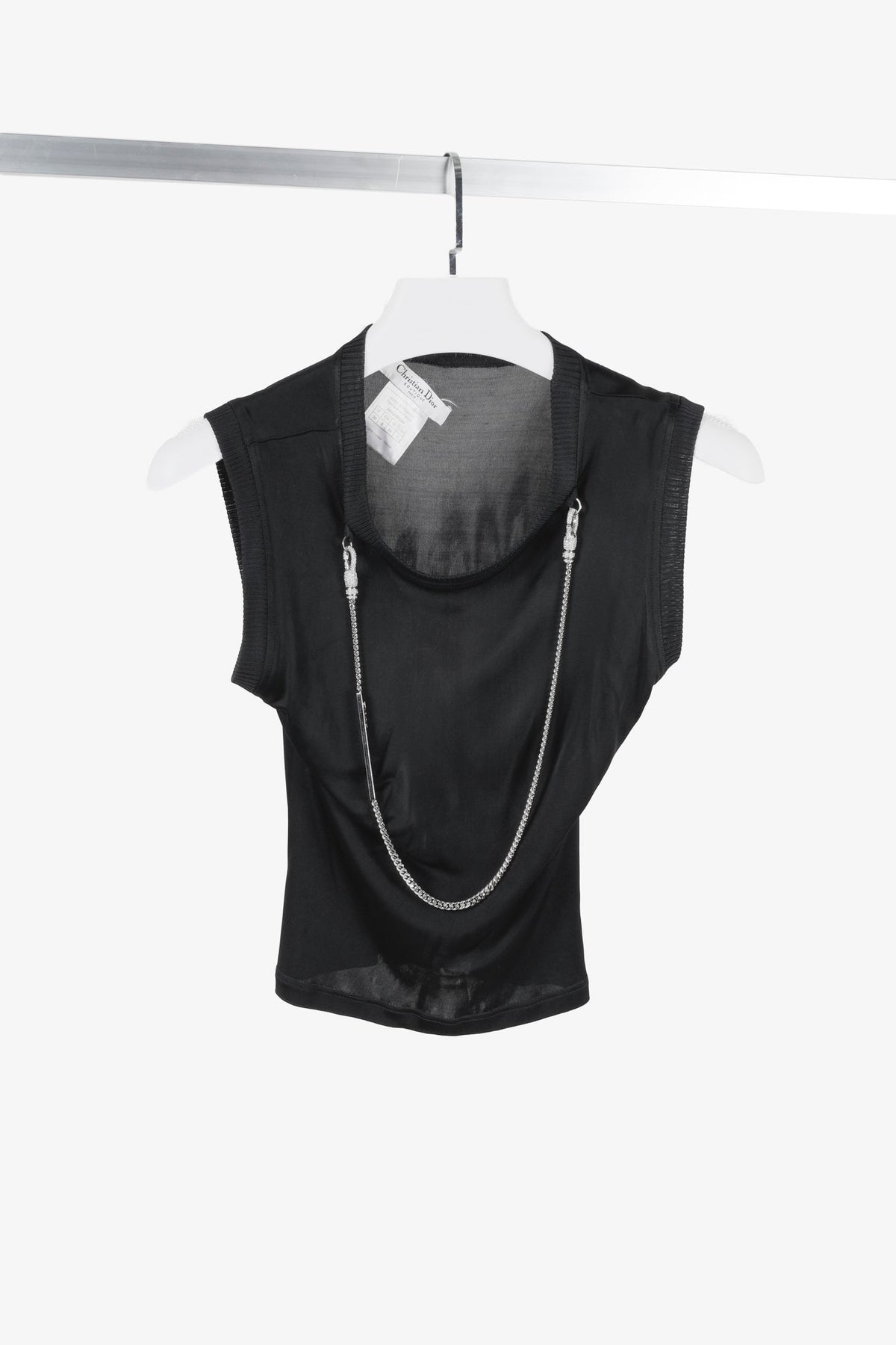Christian Dior Silver Logo Chain Tank Top