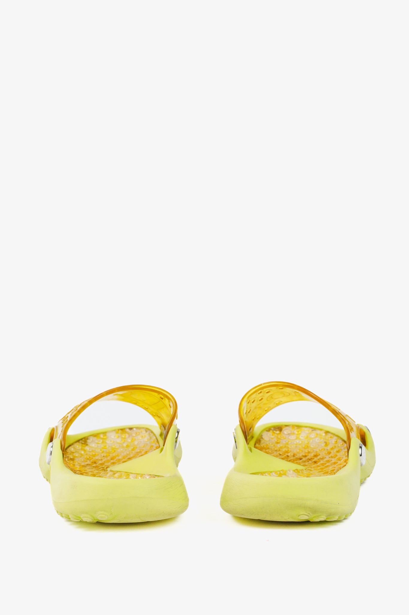 Dior Y2K Yellow Perforated Logo Rubber Slide Sandals