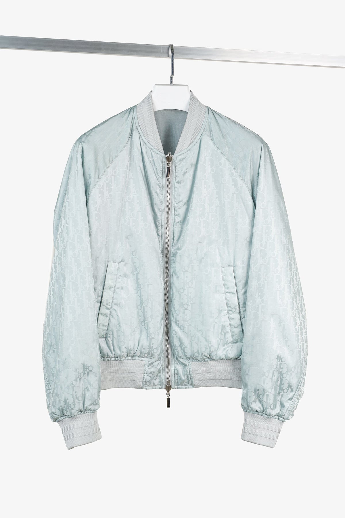 Dior Reversible Gray Oblique Nylon Bomber Jacket