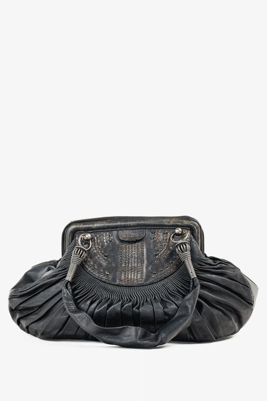 Dior AW/07 Le Plisse Black Large Zipped Frame Bag