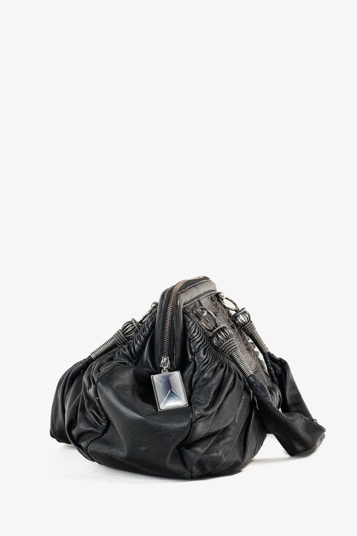 Dior AW/07 Le Plisse Black Large Zipped Frame Bag