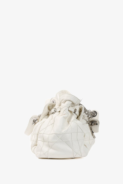 Christian Dior Le Trente White Cannage Leather Ruffle Tote